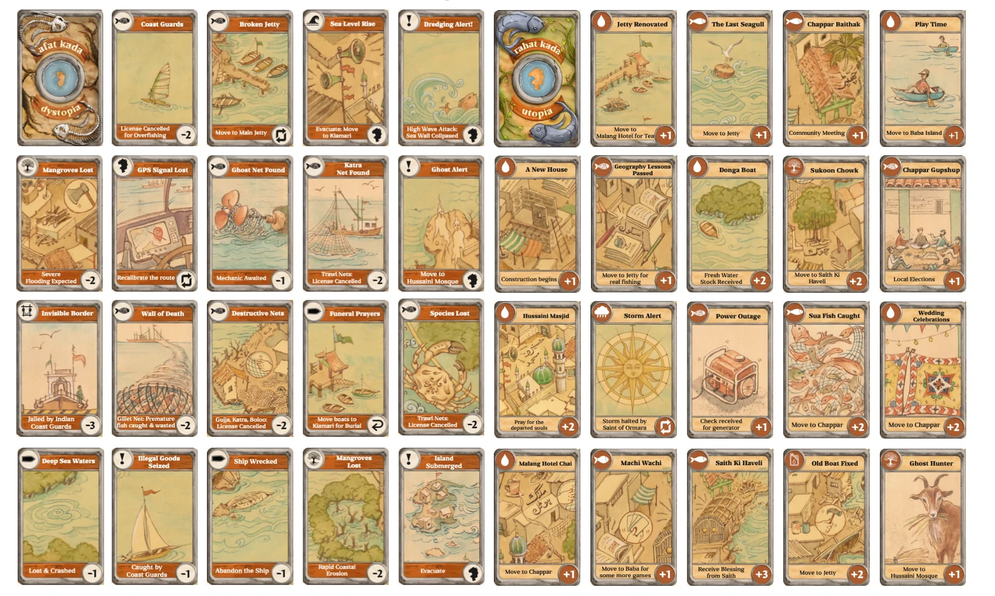 Machi Wachi board and card grid